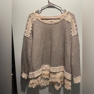 Maurices Lace Trim Grey Sweater - Size XL